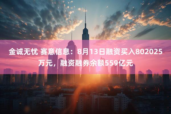 金诚无忧 赛意信息：8月13日融资买入802025万元，融资融券余额559亿元