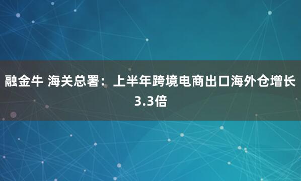 融金牛 海关总署：上半年跨境电商出口海外仓增长3.3倍